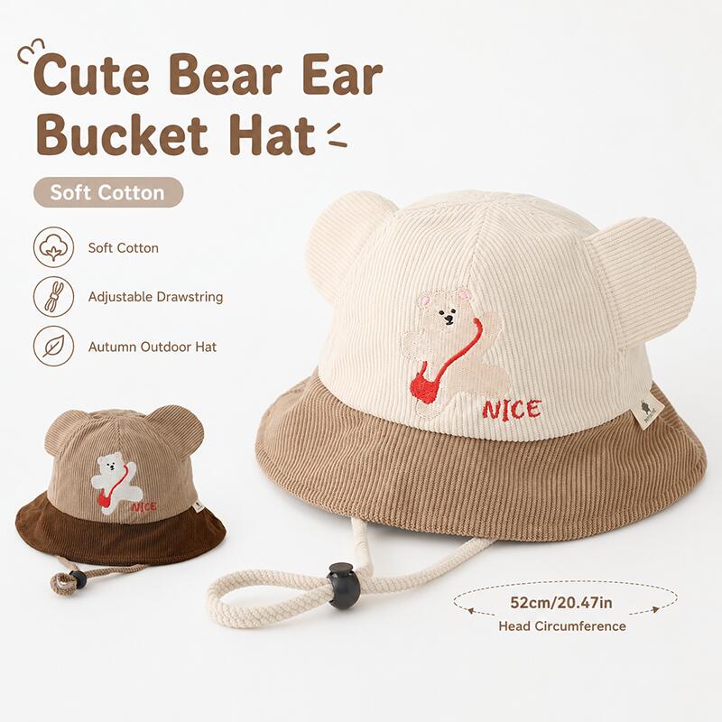 Kids Outdoor Hat - Детская панама с ушками медведя, мягкая