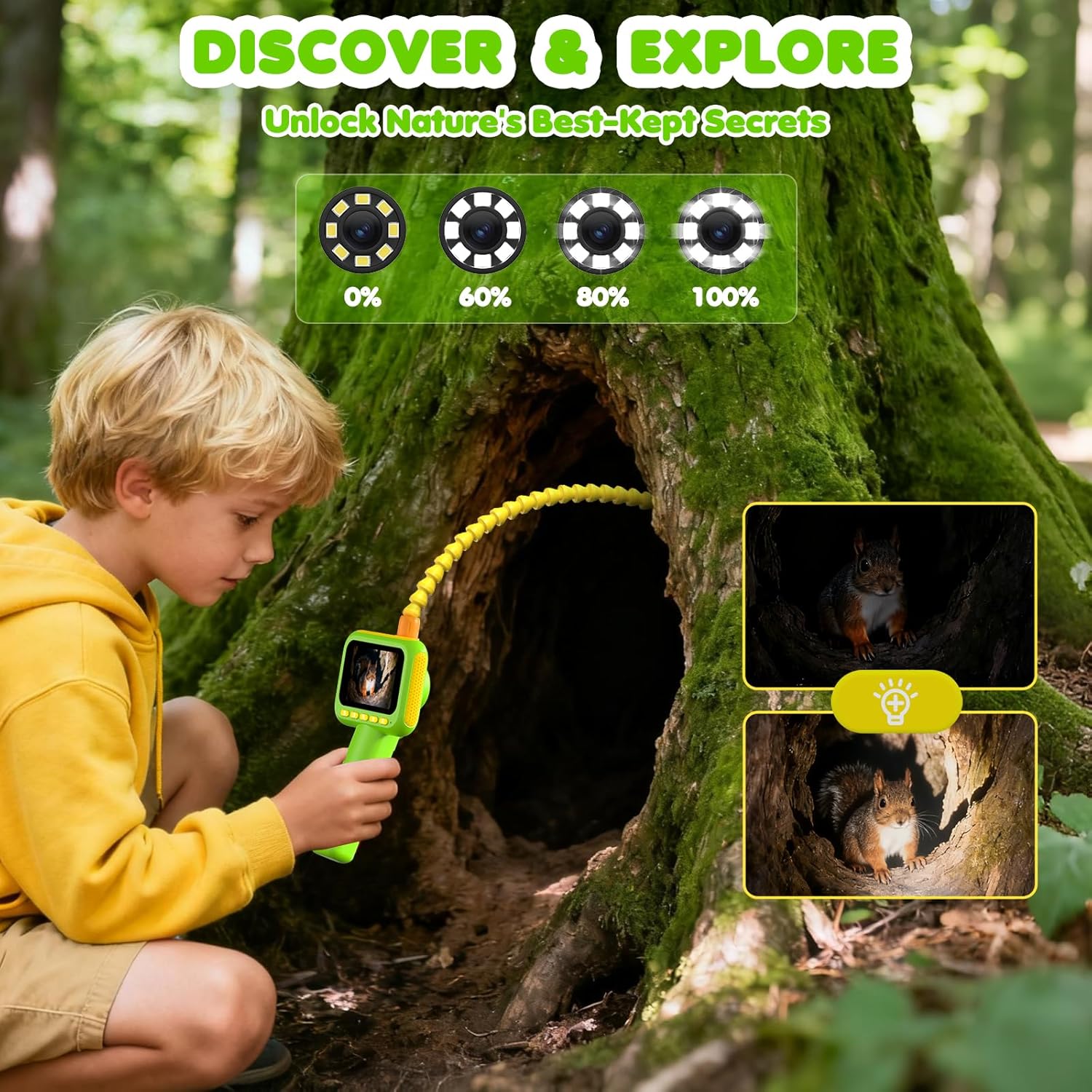 Kids Outdoor Explorer Kit - Эндоскоп для детей, бороскоп-камера-змейка с подсветкой,