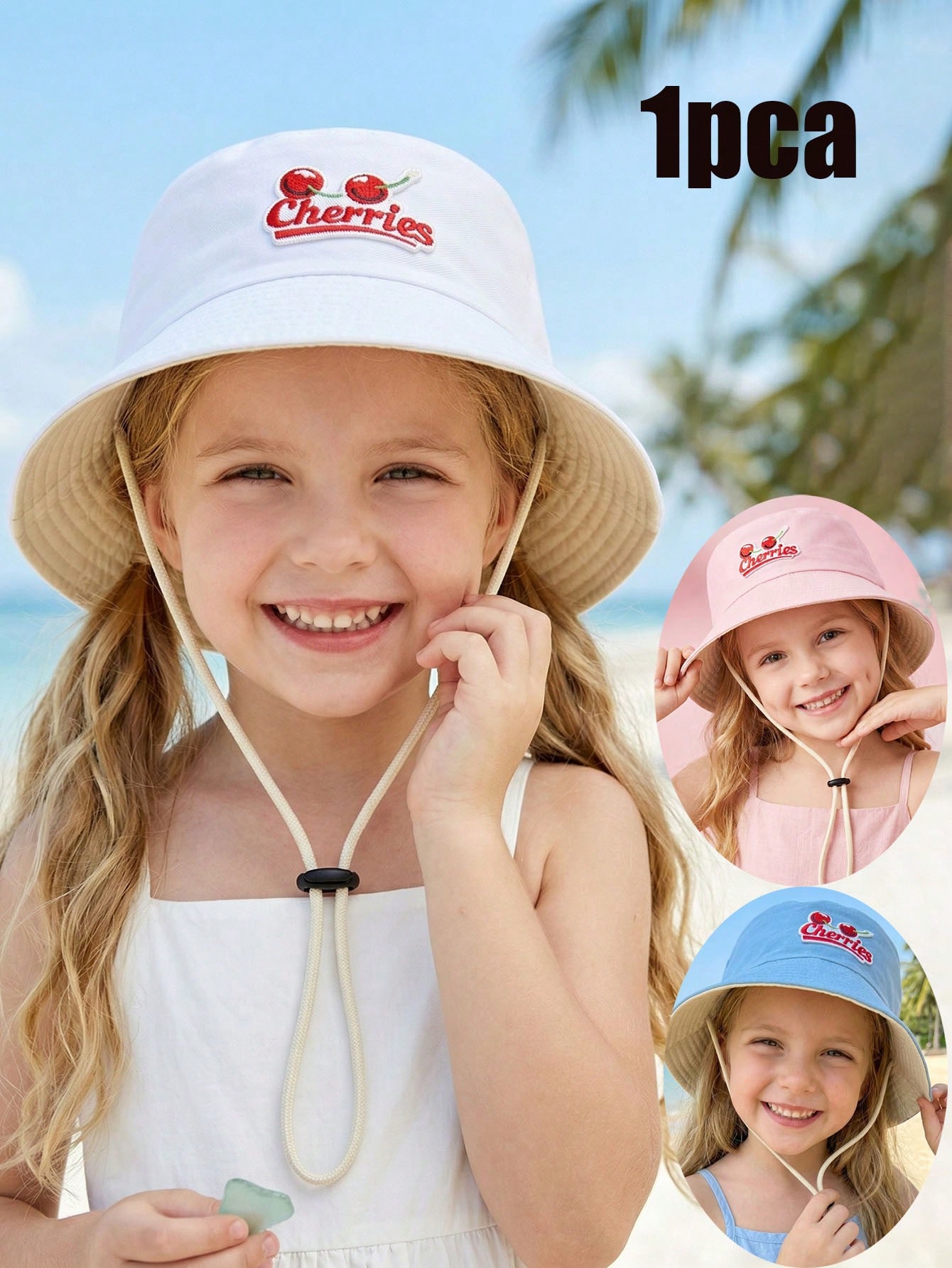 Kids Outdoor Hat - Детская рыбацкая шляпа с красными вишнями,